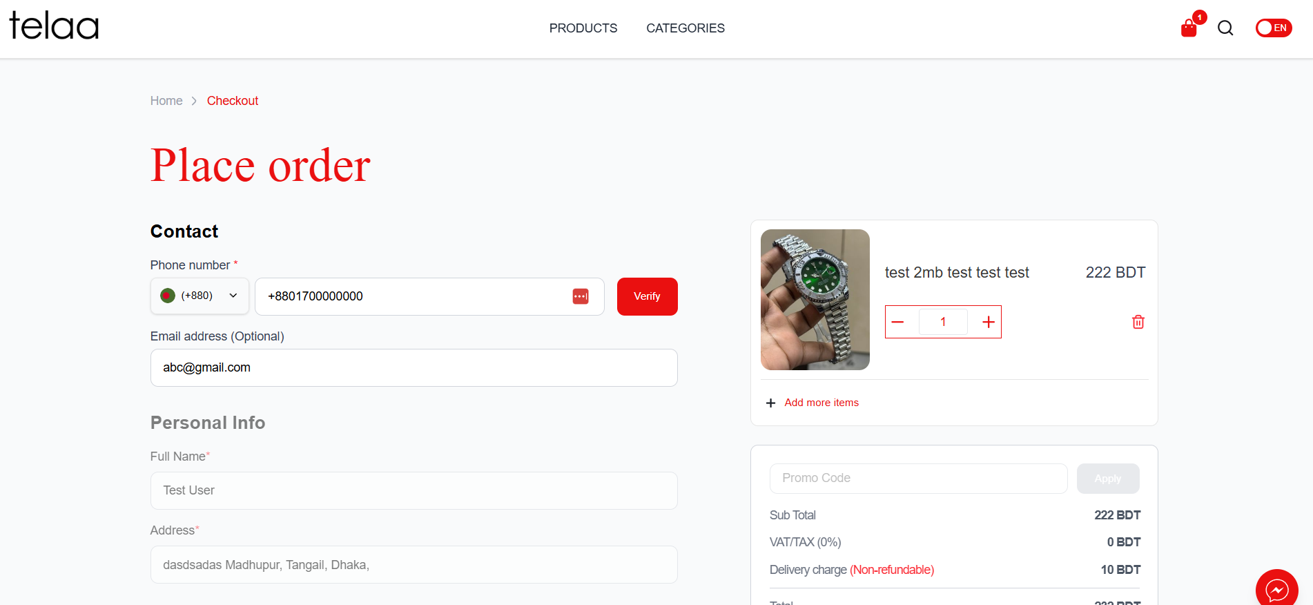 Storefront - Phone Input