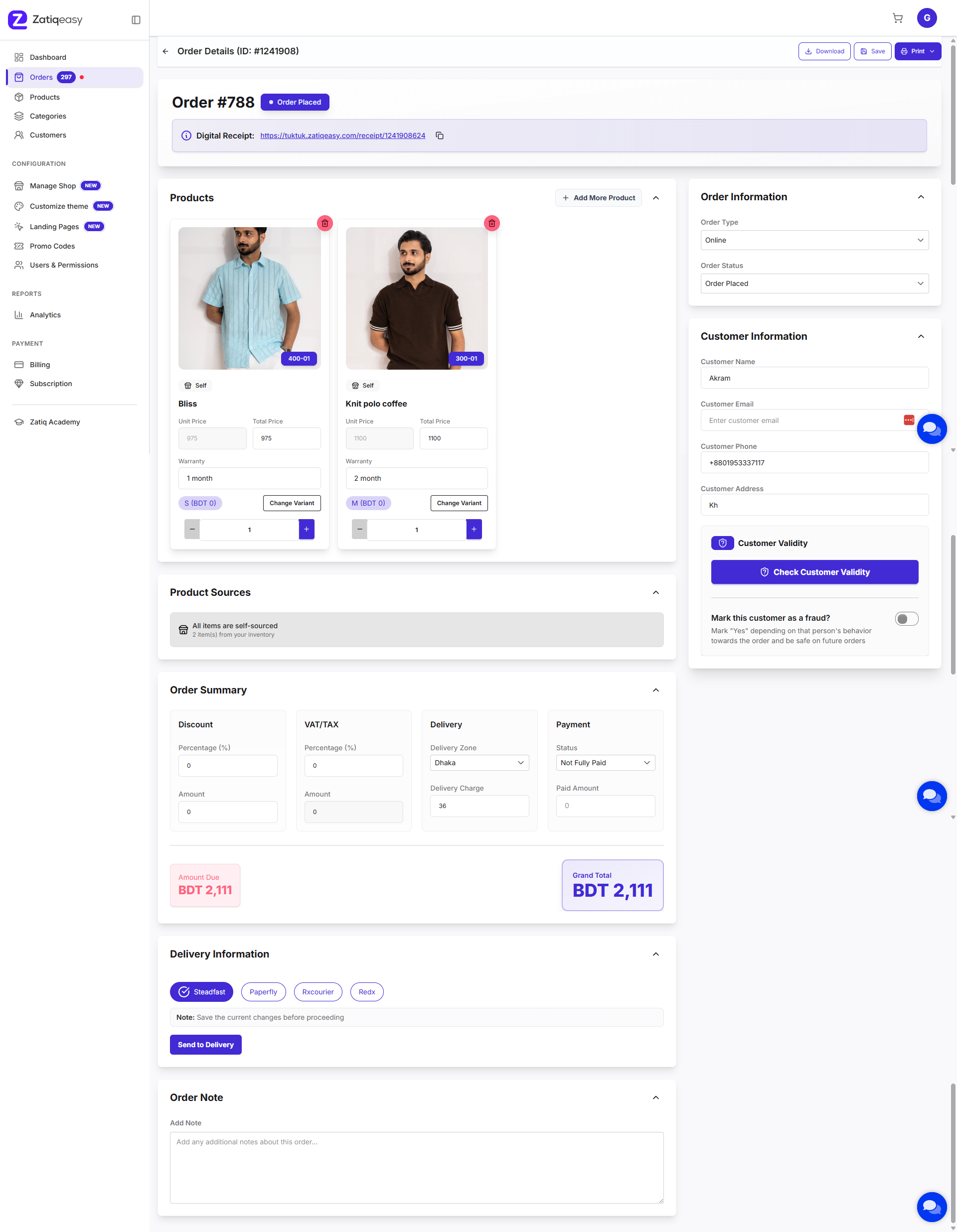 Order Details — New